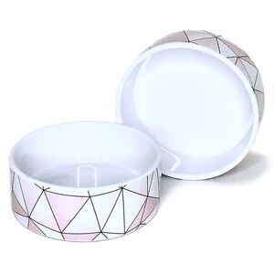 Pink Triangles Small Ceramic Dog Bowl - 2